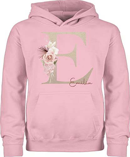 Kinder Hoodie Jungen Mädchen - Anfangsbuchstabe Name I Initialen personalisiert - 104 (3/4 Jahre) - Hellrosa - personalisiertes Langarm Pullover Pulli selbst gestalten Buchstaben e Kapuzenpullover von Geschenk mit Namen personalisiert by Shirtracer