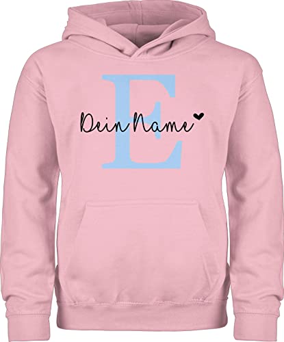 Kinder Hoodie Jungen Mädchen - Anfangsbuchstabe - Name anpassbar Buchstabe Herzchen - 152 (12/13 Jahre) - Hellrosa - personalisierte Geschenke Pullover Junge weihnacht von Geschenk mit Namen personalisiert by Shirtracer