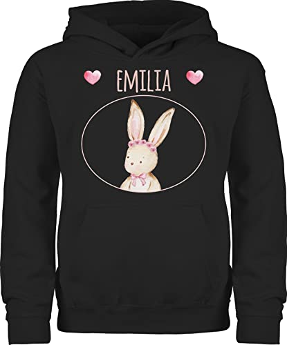 Kinder Hoodie Jungen - Ostergeschenke Ostern - Osterhase - Süßer Hase Mädchen Geschenk - 140 (9/11 Jahre) - Schwarz - Easter Pulli Happy Geschenke osterhasen für personalisierte Oster von Geschenk mit Namen personalisiert by Shirtracer