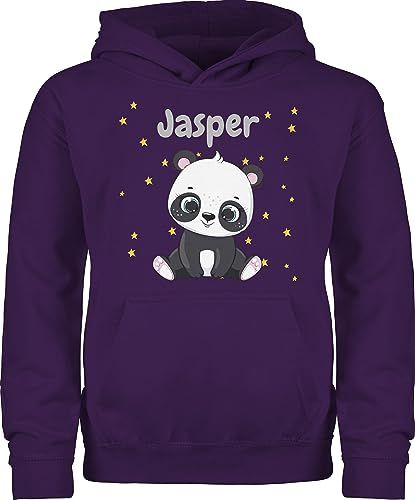 Kinder Hoodie Jungen Mädchen - Süßer Panda Pandabär Pandabären - 140 (9/11 Jahre) - Lila - personalisierte Pulli personalisierter oodie Name Pullover bär Hoodies von Geschenk mit Namen personalisiert by Shirtracer