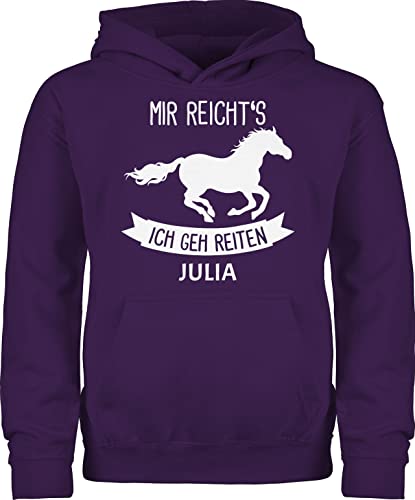 Kinder Hoodie Jungen Mädchen - Pferd Pferde - Mir reichts ich geh reiten - 128 (7/8 Jahre) - Lila - pferdepullover reit polower pferdepulli pferden pullunder reitoberteil von Geschenk mit Namen personalisiert by Shirtracer