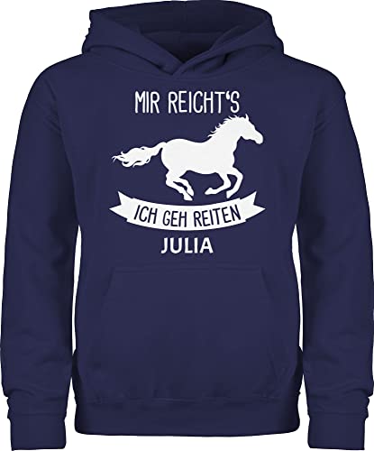 Kinder Hoodie Jungen Mädchen - Pferd Pferde - Mir reichts ich geh reiten - 140 (9/11 Jahre) - Navy Blau - geschenke reiter pullover pferdeherz pullis für pferdeliebhaber hoody horse pulli von Geschenk mit Namen personalisiert by Shirtracer