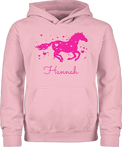 Kinder Hoodie Jungen - Pferd - Pferde Geschenk Mädchen - 104 (3/4 Jahre) - Hellrosa - Coole Sachen für pferdemädchen Hoody pferdepulli voltigieren Pullunder reitoberteil von Geschenk mit Namen personalisiert by Shirtracer