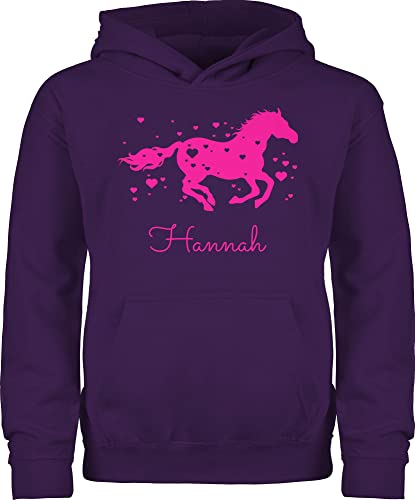 Kinder Hoodie Jungen - Pferd - Pferde Geschenk Mädchen - 104 (3/4 Jahre) - Lila - Name personalisierte Reiter für pferdeliebhaber personalisierbar Geschenke pferdemotiv Spruch Maedchen voltigieren von Geschenk mit Namen personalisiert by Shirtracer