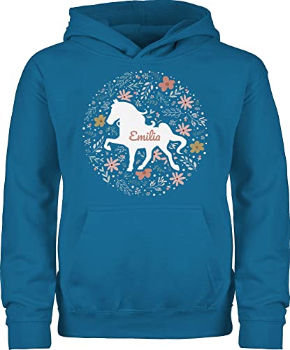 Kinder Hoodie Jungen Mädchen - Pferde - Pferd - Pferdemädchen - 152 (12/13 Jahre) - Himmelblau - stall pulli pferdepullover reiten name pullover pferdepulli reiter horse hoodies reitoberteil von Geschenk mit Namen personalisiert by Shirtracer
