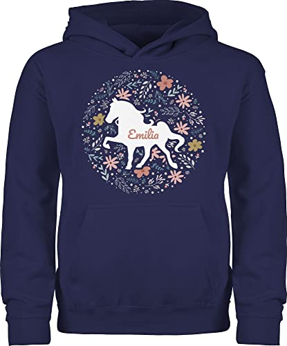 Kinder Hoodie Jungen Mädchen - Pferde - Pferd - Pferdemädchen - 152 (12/13 Jahre) - Navy Blau - pferden pullunder reithoodies pferdemotive voltigieren hoddy reiter pulli von Geschenk mit Namen personalisiert by Shirtracer