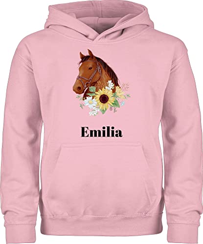 Kinder Hoodie Jungen - Pferd - Pferde Mädchen Geschenk I Pferdekopf - 104 (3/4 Jahre) - Hellrosa - für Reiter pferdeliebhaber Geschenke Name und pferdefan personalisierte REIT Sachen pferdemotiv von Geschenk mit Namen personalisiert by Shirtracer