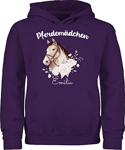 Kinder Hoodie Jungen Mädchen - Pferd Pferde - Pferdemädchen II - 98 (1/2 Jahre) - Lila - pferdepullis reiter pulli reit pullover pferdegeschenk reiterzubehör hoodies 140 pferdepullies von Geschenk mit Namen personalisiert by Shirtracer