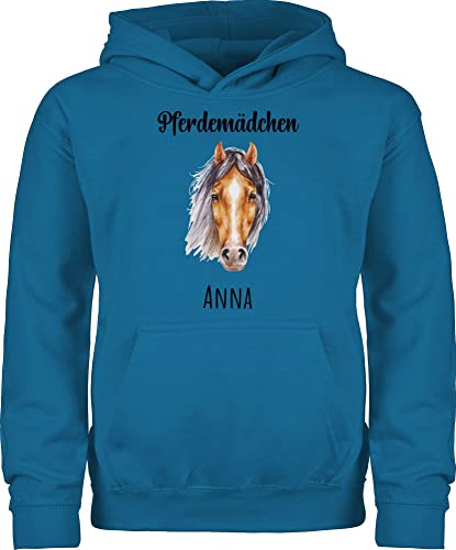 Kinder Hoodie Jungen Mädchen - Pferd Pferde - Pferdemädchen III - 152 (12/13 Jahre) - Himmelblau - reitpullover REIT Pulli personalisierte Geschenke Reiter kinderpullover pferdegeschenk für von Geschenk mit Namen personalisiert by Shirtracer