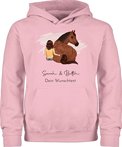 Kinder Hoodie Jungen - Pferd - Pferdemädchen Namen - Pferde Mädchen Geschenk - 128 (7/8 Jahre) - Hellrosa - pferdeliebhaber und Name personalisierte Geschenke pferdemotiv für pferdefans von Geschenk mit Namen personalisiert by Shirtracer