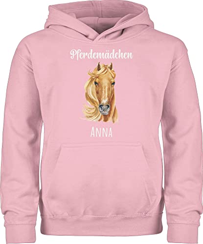 Kinder Hoodie Jungen - Pferd - Pferdemädchen mit Namen - Pferde Mädchen Geschenk Personalisierte Geschenke Pferdemädchen Pferde Geschenke für Mädchen Pferde Sachen mit Namen Reiten - 116 (5/6 von Geschenk mit Namen personalisiert by Shirtracer