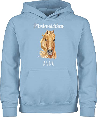 Kinder Hoodie Jungen - Pferd - Pferdemädchen mit Namen - Pferde Mädchen Geschenk Personalisierte Geschenke Pferdemädchen Pferde Geschenke für Mädchen Pferde Sachen mit Namen Reiten - 140 (9/11 von Geschenk mit Namen personalisiert by Shirtracer