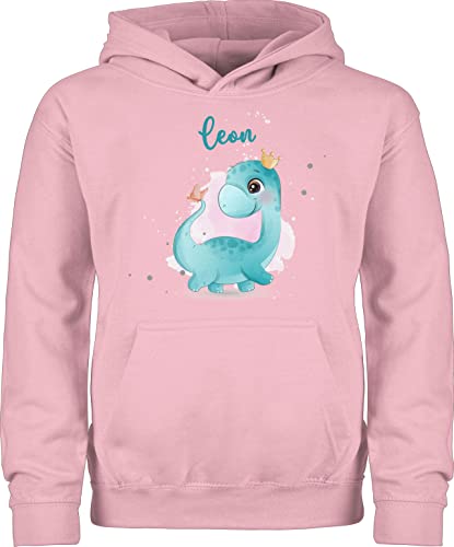 Kinder Hoodie Jungen Mädchen - Tiere - Dinos Saurier Dinosaurier Urzeittier Dino - 98 (1/2 Jahre) - Hellrosa - Tier Name urzeittiere Pullover Junge Elefant Pulli kleine personalisierte Geschenke von Geschenk mit Namen personalisiert by Shirtracer