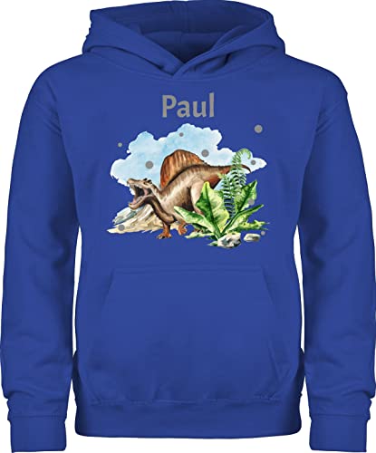 Kinder Hoodie Jungen Mädchen - Dinosaurier Geschenk Dino Geschenke Dinos I - 128 (7/8 Jahre) - Royalblau - Pullover Tier Name Pulli Tieren t rex Hoddie saurier personalisierte Kapuzenpullover von Geschenk mit Namen personalisiert by Shirtracer