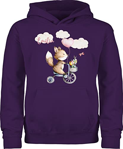 Hoodie Jungen Mädchen - Tiere - Fuchs Süß Kinder - 140 (9/11 Jahre) - Lila - personalisierte Geschenke Name Hoody Tieren Pulli Tier Pullover Personalisieren Dino Junge Elefant kleine und von Geschenk mit Namen personalisiert by Shirtracer