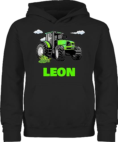 Kinder Hoodie Jungen Mädchen - Traktor Trecker Zugmaschine Bulldog Schlepper - 152 (12/13 Jahre) - Schwarz - für traktorfahrer pullover junge traktoren bauern pulli traktor, landwirtschaft von Geschenk mit Namen personalisiert by Shirtracer