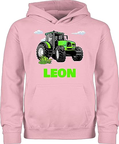 Kinder Hoodie Jungen Mädchen - Traktor Trecker Zugmaschine Bulldog Schlepper - 98 (1/2 Jahre) - Hellrosa - Junge Pullover Motiv Name und eigenen Geschenke Fans eigenem Bauern personalisiertes von Geschenk mit Namen personalisiert by Shirtracer