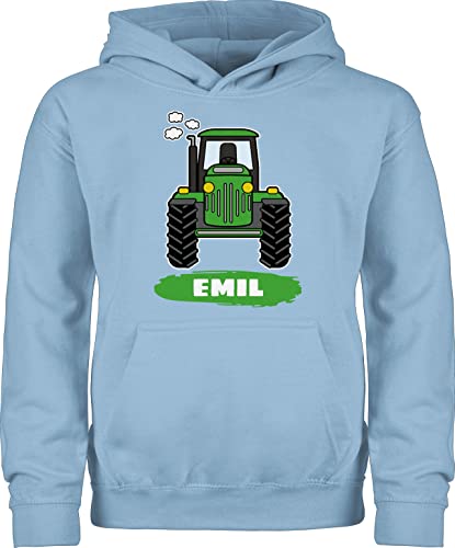 Kinder Hoodie Jungen Mädchen - Traktor Trekker Buldog Schlepper - 98 (1/2 Jahre) - Hellblau - bulldog und name pullover für traktorfahrer pulli trecker junge geschenke fans eigenen jungs eigenem von Geschenk mit Namen personalisiert by Shirtracer