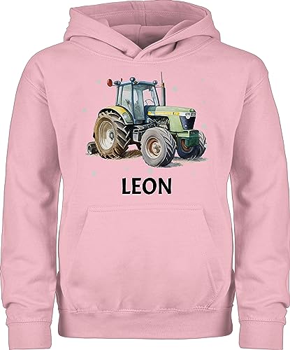 Kinder Hoodie Jungen Mädchen - Traktor - Trecker Name - 98 (1/2 Jahre) - Hellrosa - traktor, traktorfahrer pullover landwirtschaft hoody traktorfans junge traktormotiv pulli bauer landwirt von Geschenk mit Namen personalisiert by Shirtracer