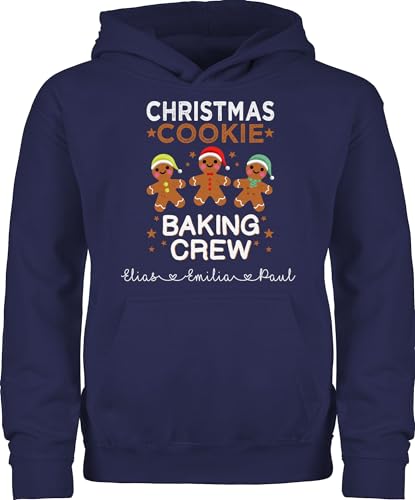 Kinder Hoodie Jungen Mädchen - Weihnachten Geschenke - Christmas Cookie Baking Crew - 128 (7/8 Jahre) - Navy Blau - Weihnachtszeit backen kinderpulli personalisiertes Weihnachts Cookies Pullover von Geschenk mit Namen personalisiert by Shirtracer