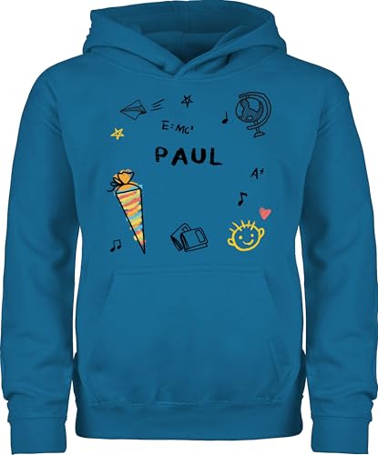 Kinder Hoodie Mädchen - Junge - Jungen Einschulung mit Name | Schulanfang Jungen Geschenk - 140 (9/11 Jahre) - Himmelblau - für zur Pullover Schulkind hudi schulkinder schul Schule Schulstart von Geschenk mit Namen personalisiert by Shirtracer