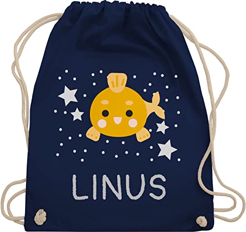 Turnbeutel Rucksack - Goldfisch Fisch Kinder - Unisize - Navy Blau - stoffbeutel kindergarten name tasche jungen stofftasche für turntasche mädchen sporttasche junge turnsackerl personalisierter von Geschenk mit Namen personalisiert by Shirtracer