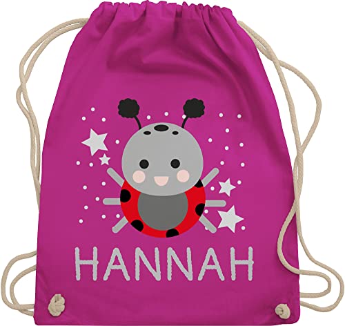 Turnbeutel Rucksack - Marienkäfer Bild und Dein Name - Unisize - Fuchsia - personalisierter beutel kinder taschen für krippe junge stoffbeutel personalisierte tasche wechselkleidung kita von Geschenk mit Namen personalisiert by Shirtracer