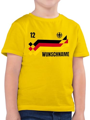 Kinder T-Shirt Jungen - 2024 Fussball EM Fanartikel - Deutschland Trikot mit Name und Nummer Germany - 128 (7/8 Jahre) - Gelb - t Shirt Junge Tshirt fußball Wunschname Europa Flagge Kindershirt von Geschenk mit Namen personalisiert by Shirtracer