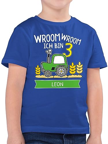 Kinder T-Shirt Jungen - 3. Geburtstag - Ich Bin 3 Traktor Trecker Ich werde 3 Bulldog - 116 (5/6 Jahre) - Royalblau - Tshirt Jahre Name Shirt Bagger,3 dritter Shirts Junge personalisierte von Geschenk mit Namen personalisiert by Shirtracer