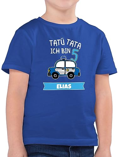 Kinder T-Shirt Jungen - 5. Geburtstag - Ich Bin 5 Polizei TatüTata ich werde 5 Polizeiauto - 116 (5/6 Jahre) - Royalblau - Geburtstags Jahre Junge Tshirt 5.Geburtstag Shirt jetzt Name 5-jaehrige von Geschenk mit Namen personalisiert by Shirtracer