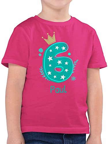 Kinder T-Shirt Jungen - 6. Geburtstag - 6 mit Krone und Name - 140 (9/11 Jahre) - Fuchsia - Jahre Tshirt Junge geburtstagsshirt sechs Personalisieren Shirt t geburtstagstshirt 6.Geburtstag Shirts von Geschenk mit Namen personalisiert by Shirtracer