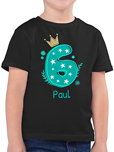 Kinder T-Shirt Jungen - 6. Geburtstag - 6 mit Krone und Name - 140 (9/11 Jahre) - Schwarz - Jahre Tshirt Junge geburtstagsshirt sechs Personalisieren Shirt t geburtstagstshirt 6.Geburtstag Shirts von Geschenk mit Namen personalisiert by Shirtracer