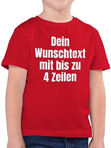 Kinder T-Shirt Jungen - Aufdruck selbst gestalten - Wunschtext I Eigener Text I Custom Text - 140 (9/11 Jahre) - Rot - eigene namens-Shirt personalisierte Datum Tshirt Baumwolle eigenem von Geschenk mit Namen personalisiert by Shirtracer