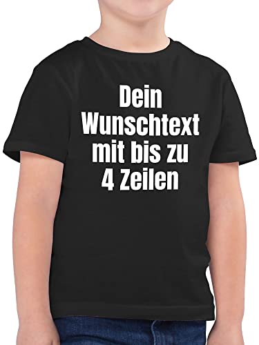 Kinder T-Shirt Jungen - Aufdruck selbst gestalten - Wunschtext I Eigener Text I Custom Text - 164 (14/15 Jahre) - Schwarz - eigene namens-Shirt personalisierte Datum Tshirt Baumwolle eigenem von Geschenk mit Namen personalisiert by Shirtracer