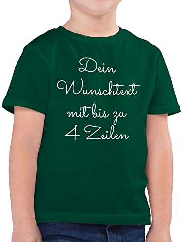 Kinder T-Shirt Jungen - Aufdruck selbst gestalten - Wunschtext I Geschenk personalisiert - 128 (7/8 Jahre) - Tannengrün - namens-Shirt personalisierte Bedrucken Tshirt Shirt drucken 4 zeilen von Geschenk mit Namen personalisiert by Shirtracer