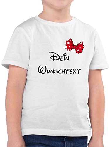 Kinder T-Shirt Jungen - Aufdruck selbst gestalten - Wunschtext Schleife - 104 (3/4 Jahre) - Weiß - selber Bedrucken Shirt t eigenem Schriftzug Tshirt t- für drucken Lassen Text Personalisieren von Geschenk mit Namen personalisiert by Shirtracer