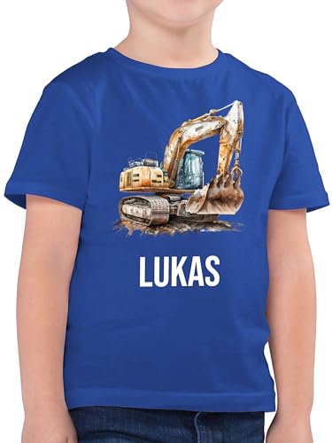 Kinder T-Shirt Jungen - Bagger Baggerfahrer Baggerführer Baustellenfahrzeug - 128 (7/8 Jahre) - Royalblau - baufahrzeug Tshirt Fahrzeug Kinder-t-Shirt Fahrzeuge Tshirts personalisierte Shirt Name von Geschenk mit Namen personalisiert by Shirtracer