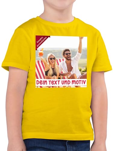 Kinder T-Shirt Jungen - eigenem Bild - Eigenes Foto Geschenk I - 140 (9/11 Jahre) - Gelb - Dein Tshirt Fotodruck auf t-Shirts selbst drucken Photo Shirt selber gestalten t-Shirt-Druck von Geschenk mit Namen personalisiert by Shirtracer