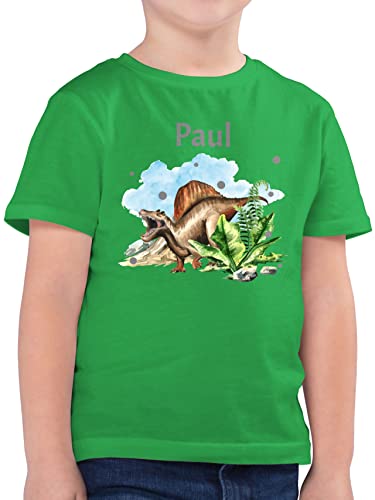 Kinder T-Shirt Jungen - Dinosaurier Geschenk Dino Geschenke Dinos I - 128 (7/8 Jahre) - Grün - t-Shirts für Name Tier t rex tischert Tshirt Junge Tieren personalisierte Shirt Buben Jungs saurier von Geschenk mit Namen personalisiert by Shirtracer