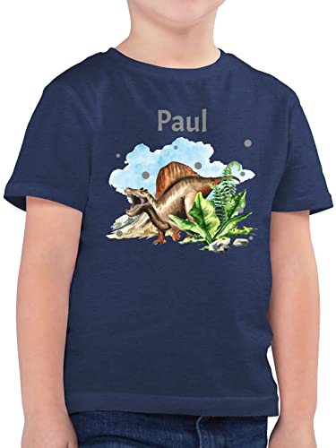 Kinder T-Shirt Jungen - Dinosaurier Dino - Dinos - 152 (12/13 Jahre) - Dunkelblau Meliert - Shirt Junge Tshirt saurier Motiv Tieren Name kinderkleidung t-Shirts für personalisierte t Shirts und von Geschenk mit Namen personalisiert by Shirtracer