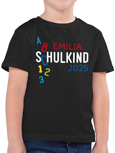 Kinder T-Shirt Jungen - Einschulung Schulanfang Junge - ABC Schulkind - 128 (7/8 Jahre) - Schwarz - Tshirt einschulungst-Shirt Jungs schulkinder 2024 Shirt personalisierte t Shirts Schule schul 2025 von Geschenk mit Namen personalisiert by Shirtracer