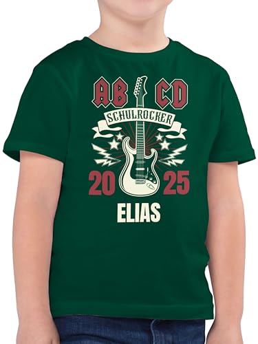 Kinder T-Shirt Jungen - Einschulung Schulanfang Junge - ABCD Schulrocker 2025-116 (5/6 Jahre) - Tannengrün - personalisierte Tshirt Schulstart namens t Shirt Schule ich Bin EIN Schulkind ab cd von Geschenk mit Namen personalisiert by Shirtracer