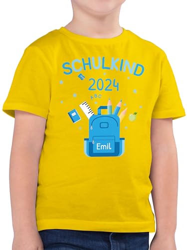 Kinder T-Shirt Jungen - Einschulung Schulanfang Junge - Schulkind 2024-128 (7/8 Jahre) - Gelb - Geschenke zur für personalisierte Tshirt personalisiertes Shirt Einschulung t von Geschenk mit Namen personalisiert by Shirtracer