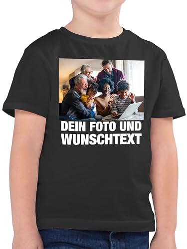 Kinder T-Shirt Jungen - Geschenk mit Bild I eigenem Foto I Name I eigener Text I Wunschtext - 128 (7/8 Jahre) - Anthrazit - t-Shirt+mit+Bild Fotodruck auf t-Shirts selbst drucken Logo Tshirt von Geschenk mit Namen personalisiert by Shirtracer