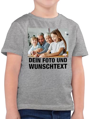 Kinder T-Shirt Jungen - Mit Foto I Eigenem Bild I Text I Name I Wunschtext - 104 (3/4 Jahre) - Grau meliert - einem Fotodruck auf t-Shirts selbst drucken Photo Tshirt und von Geschenk mit Namen personalisiert by Shirtracer