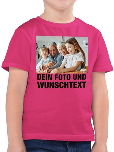 Kinder T-Shirt Jungen - Mit Foto I Eigenem Bild I Text I Name I Wunschtext - 140 (9/11 Jahre) - Fuchsia - einem Fotodruck auf t-Shirts selbst drucken Photo Tshirt und Shirt Bedrucken Lassen Junge von Geschenk mit Namen personalisiert by Shirtracer