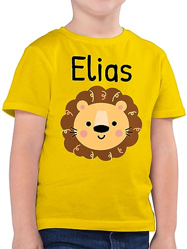 Kinder T-Shirt Jungen - Löwen - Süßer Löwe - Kindergarten Kita - 128 (7/8 Jahre) - Gelb - personalisierte personalisiertes Shirt Lion Name Tshirts Kind Tshirt löwenmotiv Kindergartenkind von Geschenk mit Namen personalisiert by Shirtracer