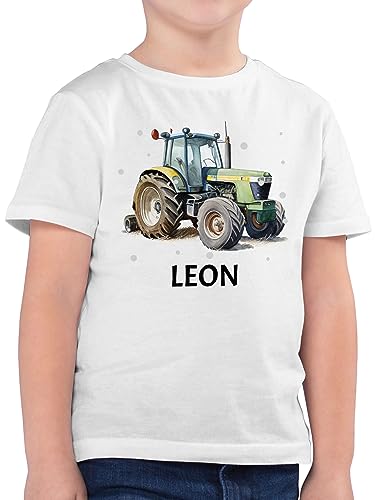 Kinder T-Shirt Jungen - Traktor - Trecker Name - 104 (3/4 Jahre) - Weiß - für traktorfahrer Tshirt Shirt Junge Tractors und Shirts t Traktor+Tshirt+Jungen Traktor, Gruen t-Shirts Bauern Kind von Geschenk mit Namen personalisiert by Shirtracer