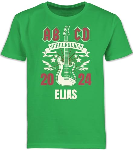 Kinder T-Shirt Jungen Schulanfang - Einschulung Junge - ABCD Schulrocker 2024-128 (7/8 Jahre) - Grün - einschulungsshirts Schulkind ich Rock die Schule Tshirt einschulungsoutfit Jungs Schulstart von Geschenk mit Namen personalisiert by Shirtracer