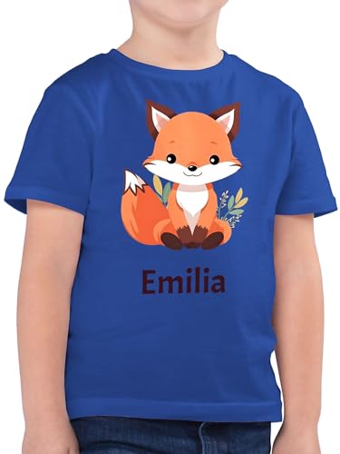 Kinder T-Shirt Jungen - Süßer Fuchs Geschenk mit Name personalisiert I Wildtiere I Raubtier I Fox - 140 (9/11 Jahre) - Royalblau - t Shirt füchsen Tshirt +mit+Fuchs fuchsmotiv Junge von Geschenk mit Namen personalisiert by Shirtracer